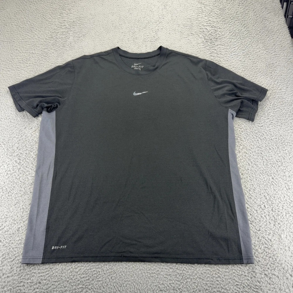 Nike Dri-FIT Shirt Mens XXL Black Gray Short Sleeve Athletic Training Gym